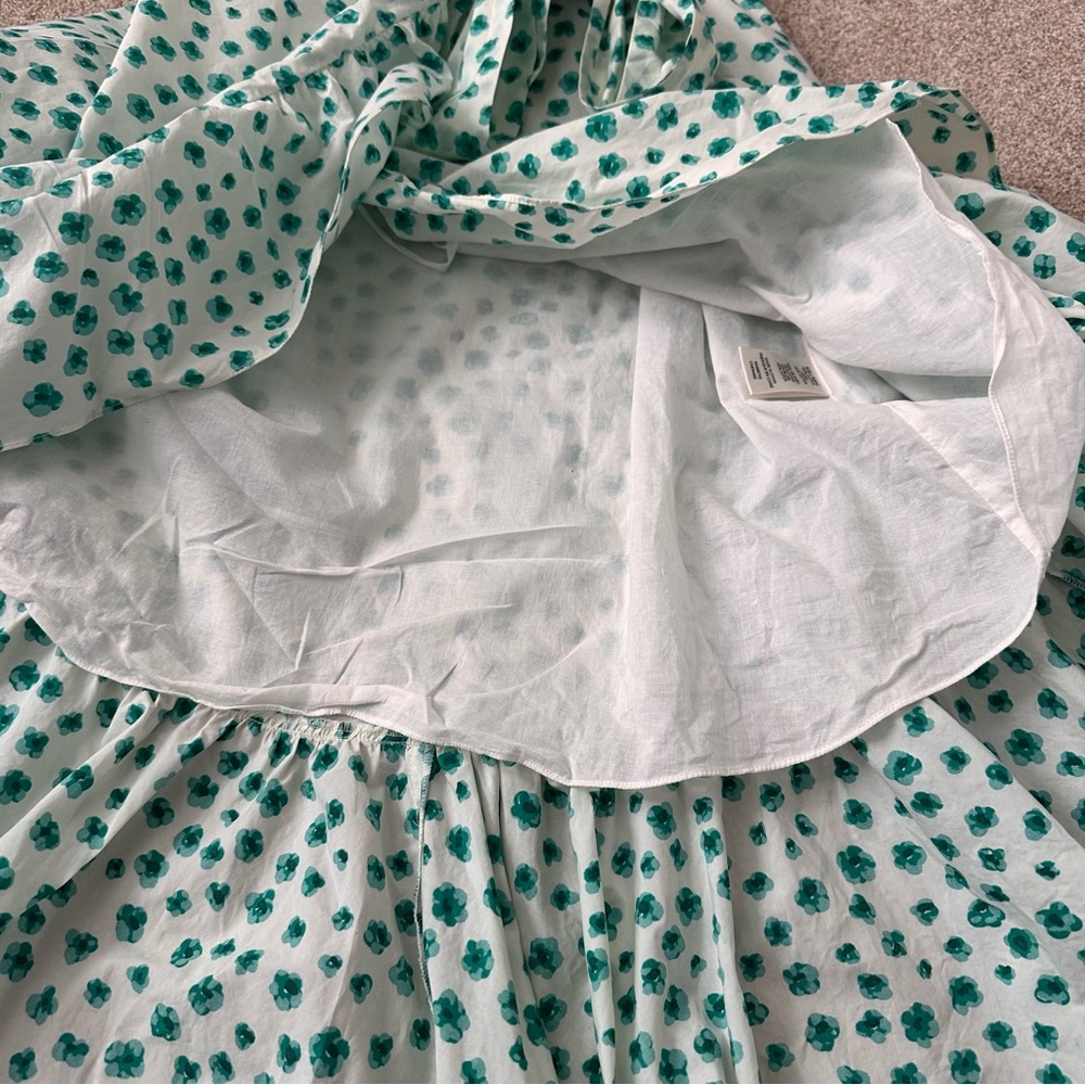 Rebecca Taylor Emerald Daisy Wrap Midi Dress Cotton Size 6 - Picture 7 of 9